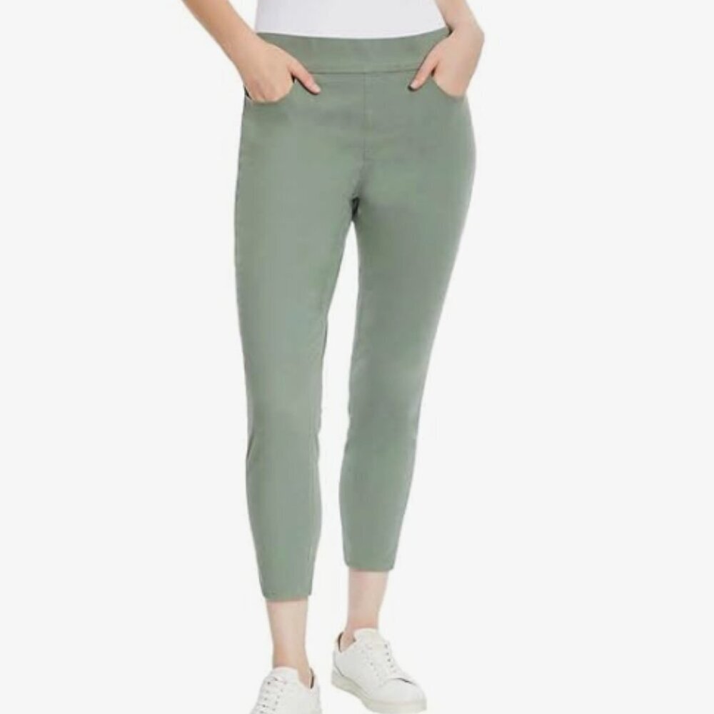 Gloria Vanderbilt Women Olive Pull On Mis Rise Crop Length Pants, size 6 (M) NWT